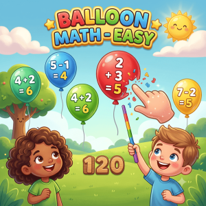 गुब्बारा फोड़ गणित – सरल (Balloon Math – Easy)