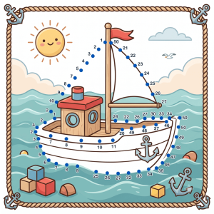 बिंदु जोड़ो – खिलौने की नाव (Connect the Dots – Boat)