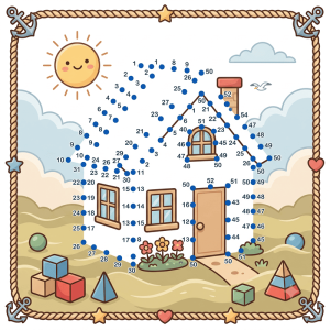 बिंदु जोड़ो – सुंदर त्रिकोण घर (Connect the Dots – House)
