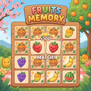 जोड़ी मिलाओ – मीठे फल (Delicious Fruits Memory)