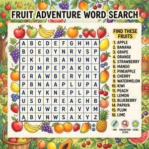 फल ढूँढें (Gujarati Fruits Word Search)
