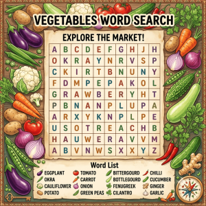 सब्जियाँ ढूँढें (Gujarati Vegetables Word Search)