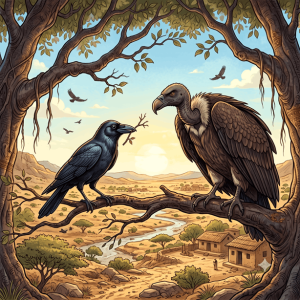 ચતુર કાગડો અને ગીધ (The Clever Crow and the Vulture)