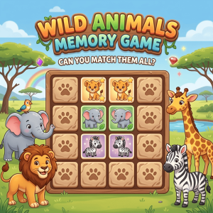 जोड़ी मिलाओ – जंगली जानवर (Wild Animals Memory)