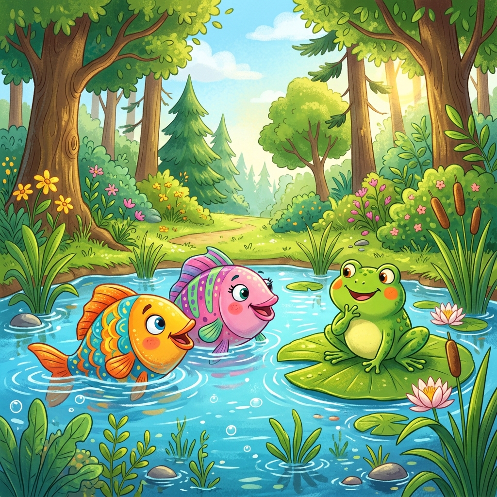 दो घमंडी मछलियाँ और समझदार मेंढक (The Two Proud Fishes and the Wise Frog)