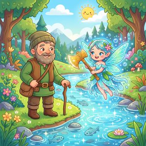 લાકડાહારો અને સોનાની કુહાડી (The Honest Woodcutter)