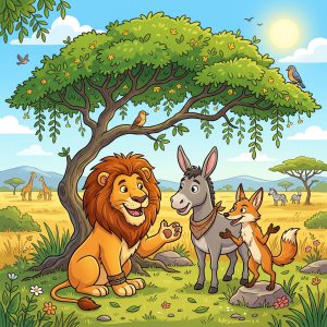 સિંહ, ગધેડો અને ચતુર શિયાળ (The Lion, Donkey and Clever Jackal)