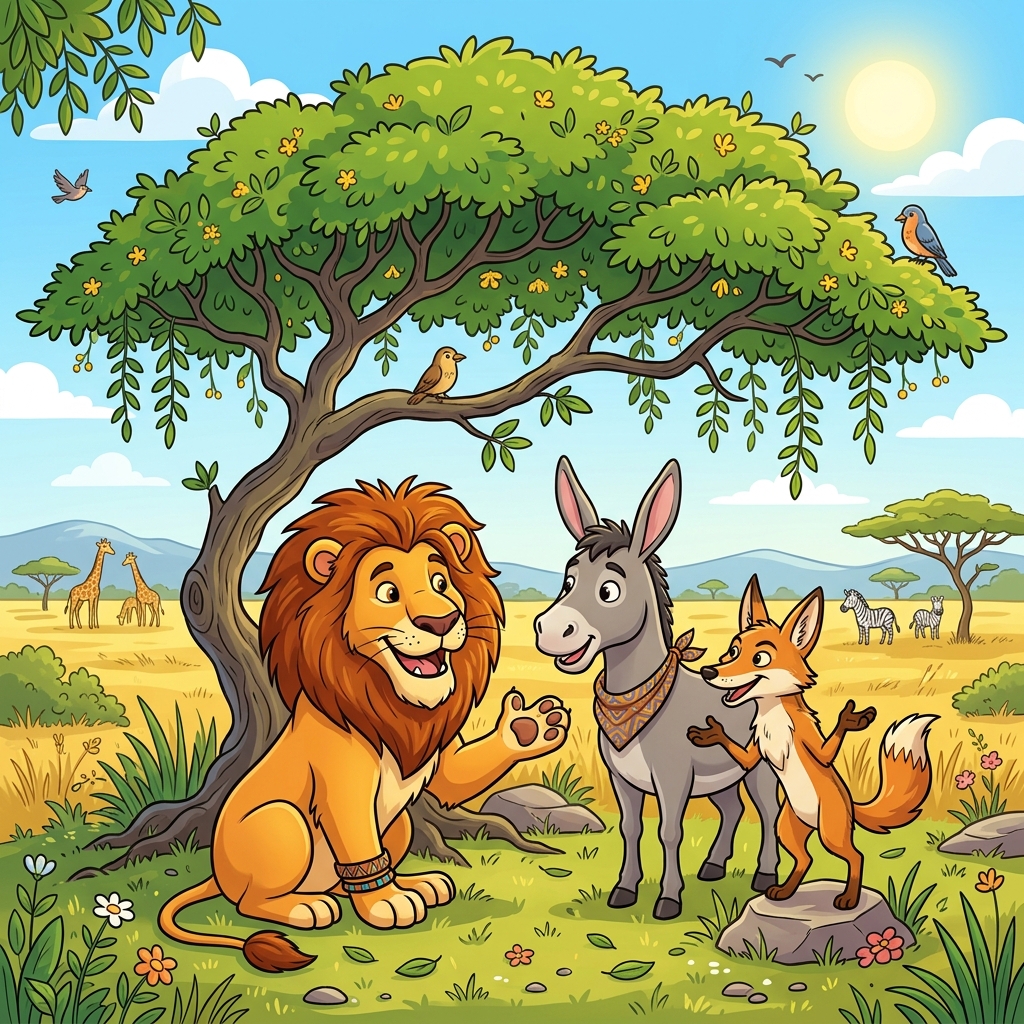 સિંહ, ગધેડો અને ચતુર શિયાળ (The Lion, Donkey and Clever Jackal)
