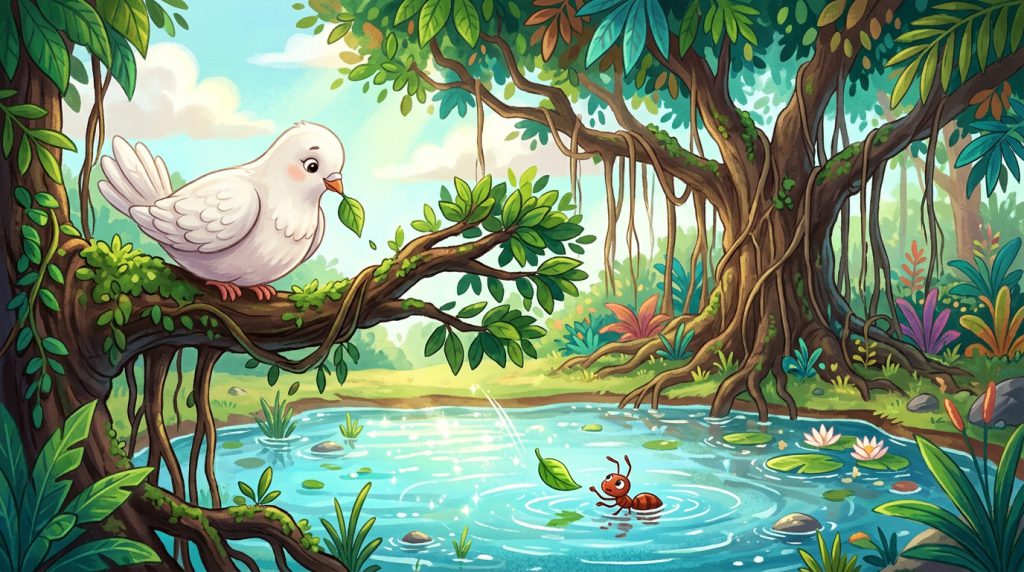 छोटी चींटी और बहादुर कबूतर (The Little Ant and the Brave Dove)