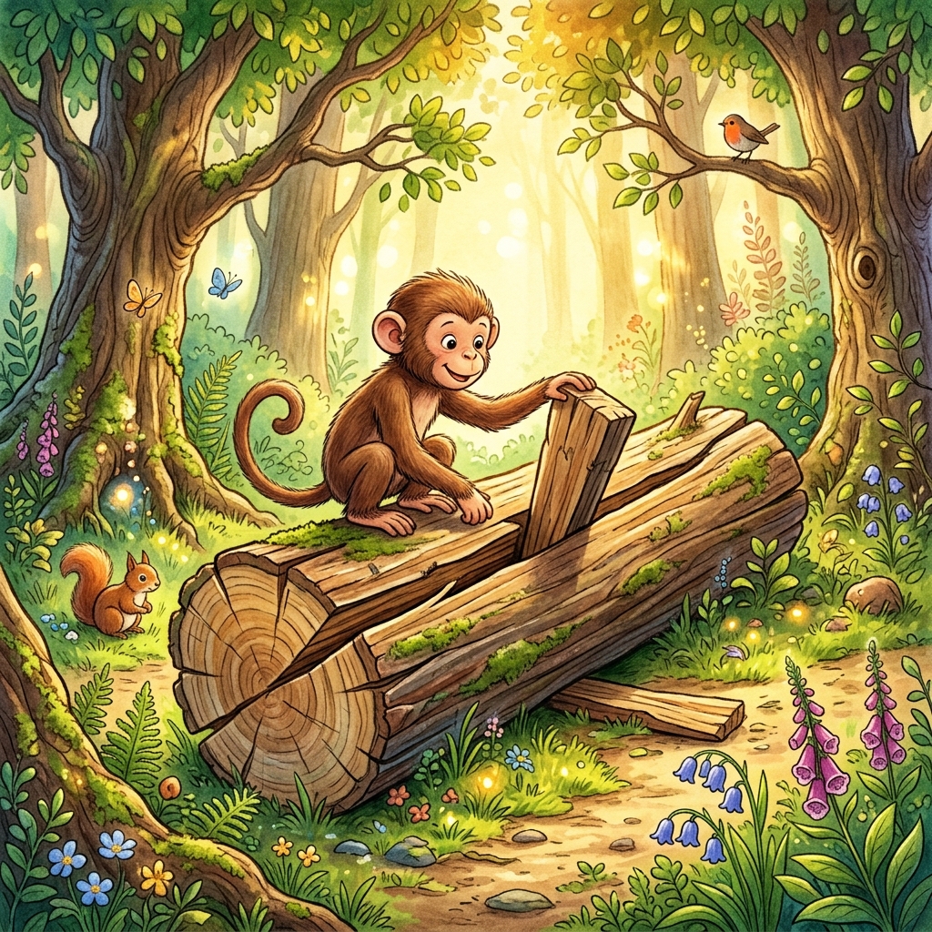 વાંદરો અને લાકડાની ફાચર (The Monkey and the Wedge)