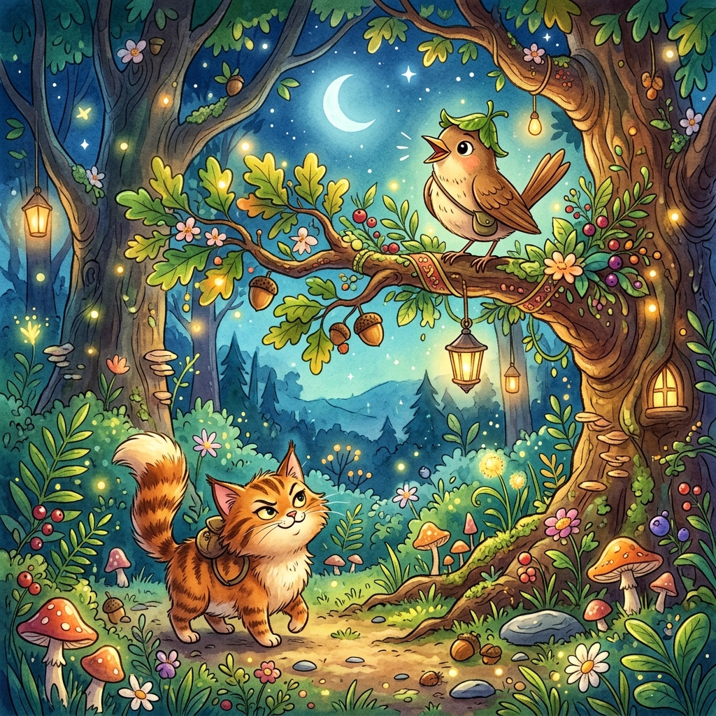 ચતુર બુલબુલ અને જંગલી બિલાડી (The Clever Nightingale and the Wild Cat)