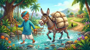 મીઠાનો વેપારી અને આળસુ ગધેડો (The Salt Merchant and his Donkey)