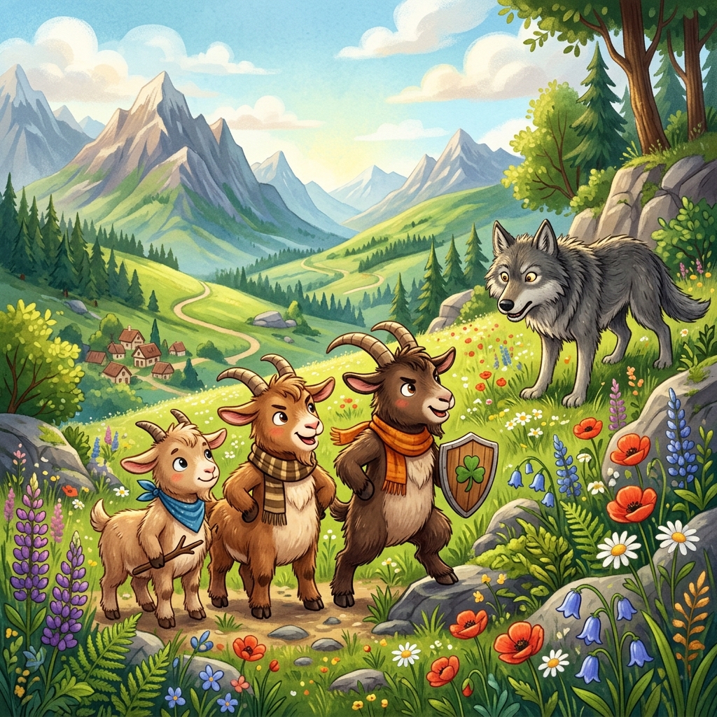 દોસ્તીની પરખ અને ત્રણ બકરીઓ (The Three Goats and the Wolf)