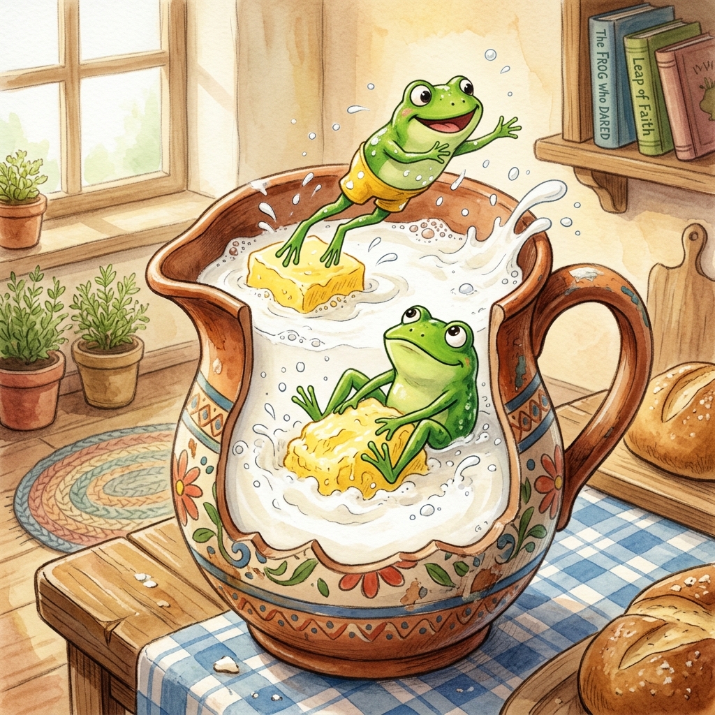 બે દેડકા અને દૂધનું પાત્ર (The Two Frogs and the Pitcher of Milk)