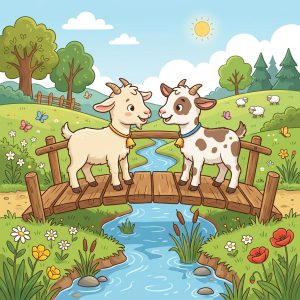 બે બકરી અને સાંકડો પુલ (Two Goats and the Narrow Bridge)