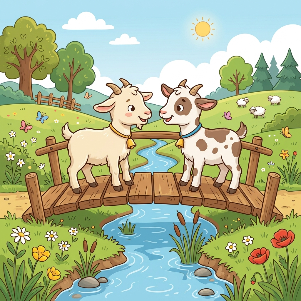 બે બકરી અને સાંકડો પુલ (Two Goats and the Narrow Bridge)