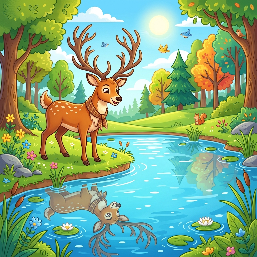 अहंकारी हिरण और उसके सींग (The Vain Stag and his Horns)