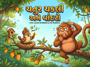 चतुर गौरैया और मूर्ख बंदर (The Clever Sparrow and the Monkey)