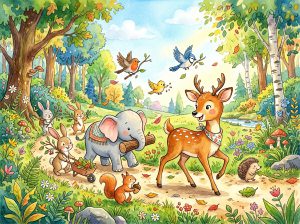 नन्हा साहसी हिरण और जंगल की अखंड एकता (The Brave Deer and Forest Unity)