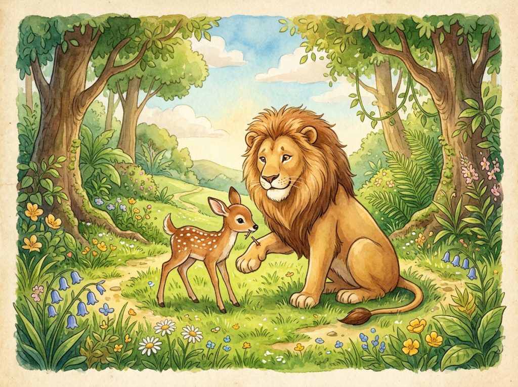 साहसी नन्हा हिरण और जंगल का राजा (The Brave Little Deer and Mighty Lion)