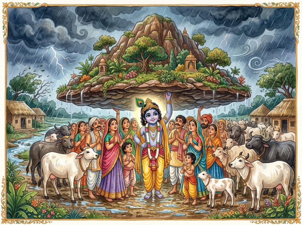 गोवर्धन पूजा का पावन पर्व और श्रीकृष्ण की लीला (Story of Govardhan Puja and Lord Krishna)