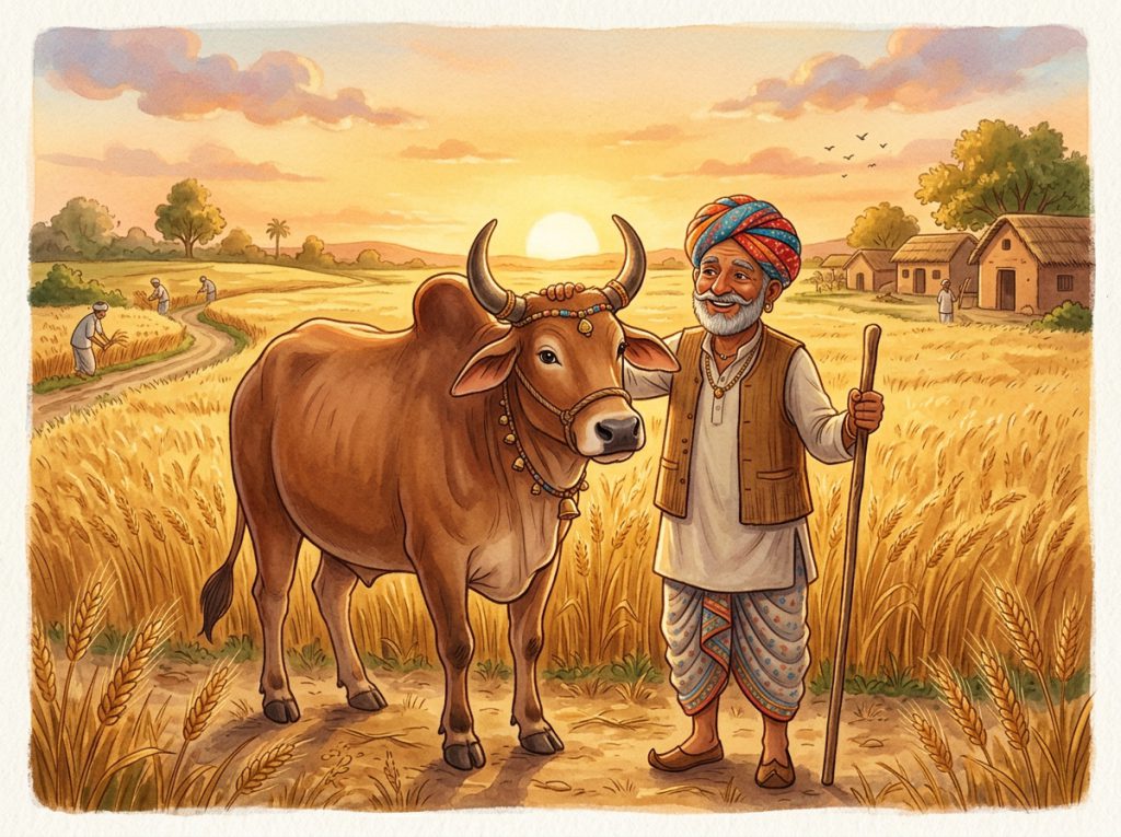 પ્રમાણિક બળદ અને દયાળુ ખેડૂત (The Honest Ox and Kind Farmer)