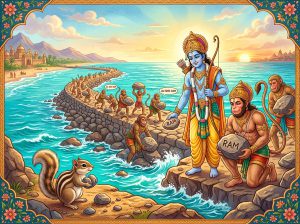 नन्ही गिलहरी और रामसेतु का निर्माण (The Little Squirrel and Ram Setu)