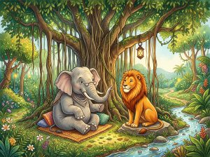 બુદ્ધિશાળી હાથી અને સિંહનો અહંકાર (The Wise Elephant and Pride of Lion)