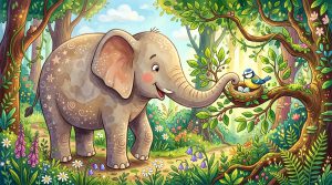 બુદ્ધિશાળી હાથી અને નાની ચકલી (The Wise Elephant and Little Sparrow)