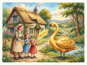 સુવર્ણ હંસ અને લોભી સ્ત્રીની બોધવાર્તા (The Story of the Golden Swan and the Greedy Woman)