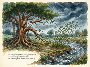 અહંકારી વડલો અને નમ્ર વાંસ (The Proud Oak Tree and Humble Reed)