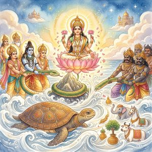 સમુદ્ર મંથન, વિષ્ણુજીનો કૂર્મ અવતાર અને માતા લક્ષ્મી પ્રગટાવની દિવ્ય પૌરાણિક કથા (Story of Samudra Manthan)