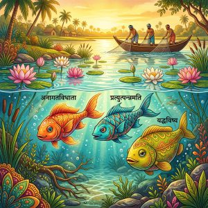तीन मछलियां (अनागतविधाता, प्रत्युत्पन्नमति और यद्भविष्य): पंचतंत्र की अमर कथा, दूरदर्शिता और प्रत्युत्पन्नमति का दिव्य उपदेश