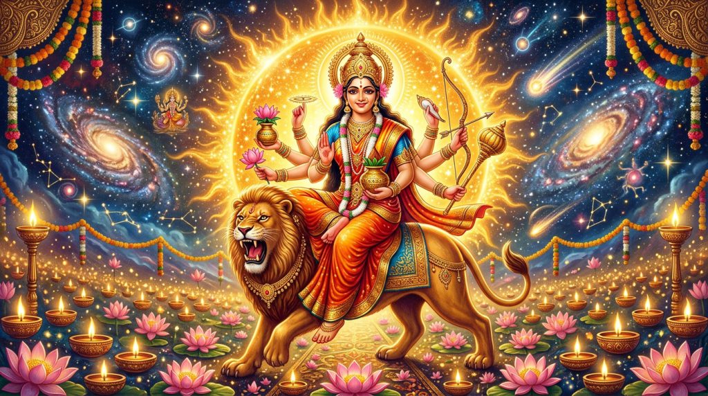 माँ कूष्मांडा कथा: नवदुर्गा का चतुर्थ दिव्य स्वरूप, ब्रह्मांड की रचना, सूर्यमंडल निवास और अष्टभुजा की पावन कथा
