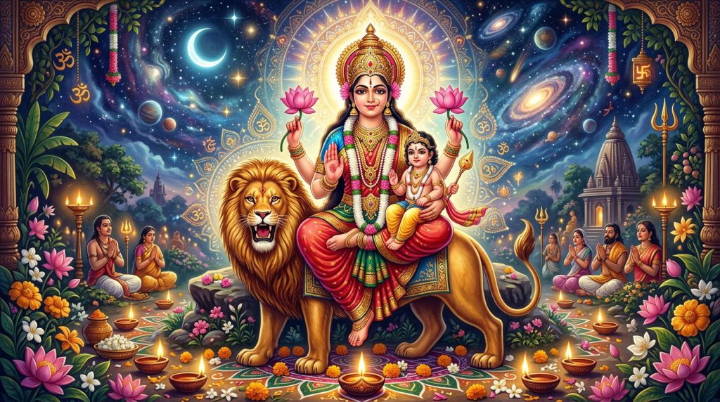 माँ स्कंदमाता कथा: नवदुर्गा का पंचम दिव्य स्वरूप, कार्तिकेय जन्म, तारकासुर वध और वात्सल्य की पावन कथा